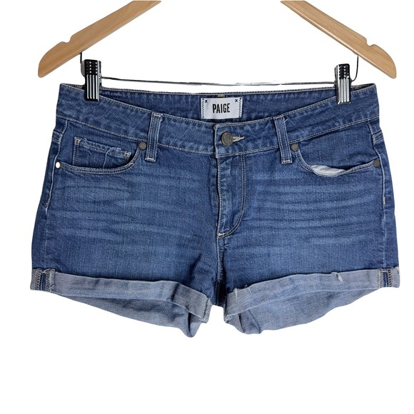 Paige Jimmy Jimmy Jean Shorts Women 27 Denim Alonzo Wash Rolled Hem Relaxed - Picture 1 of 7